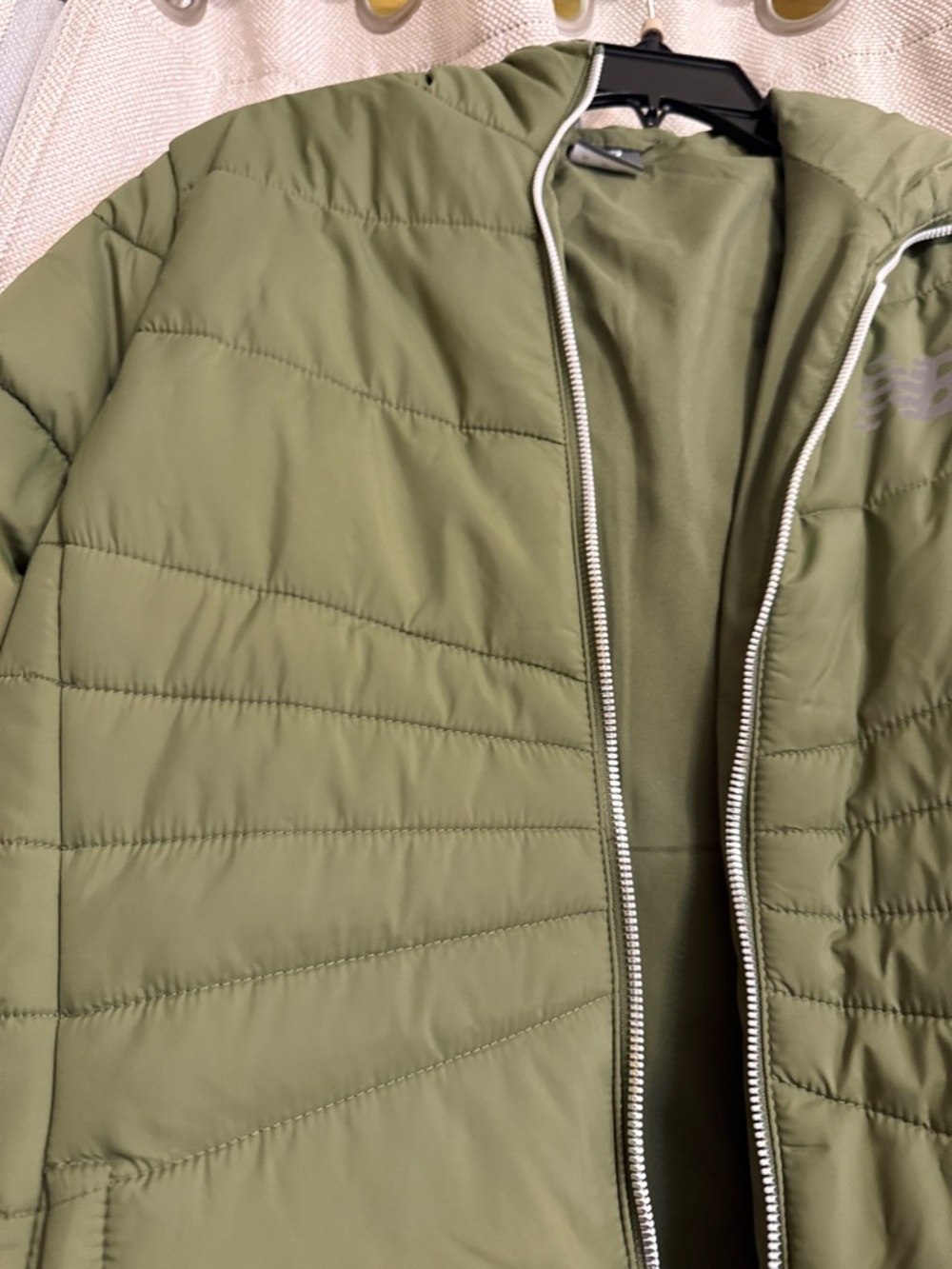Brand new New Balance Olive Green Long Quilted Puffer Coat - Picture 3 of 6